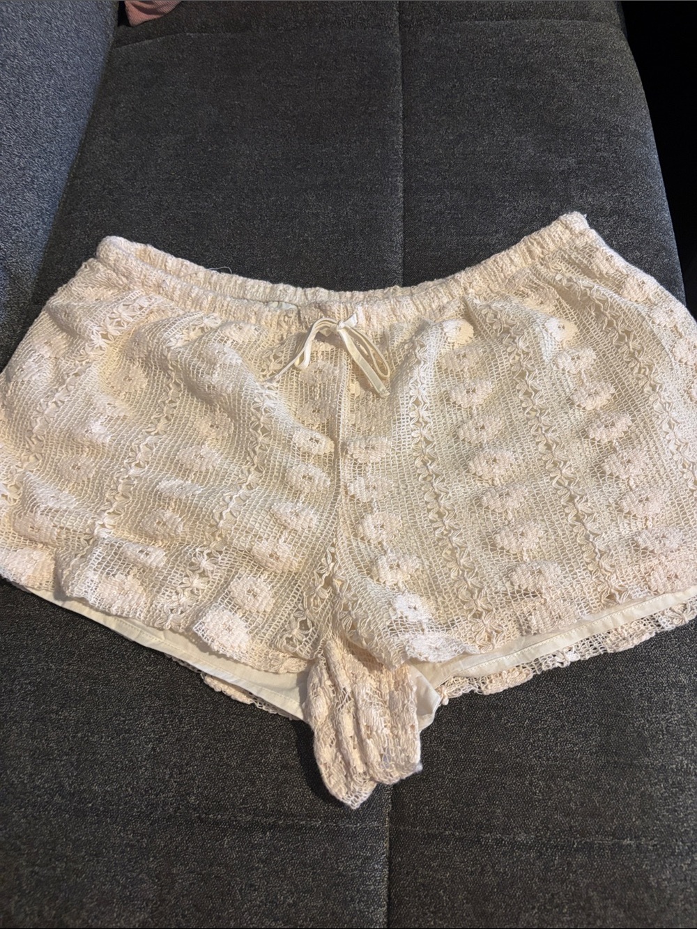 Lace Knit Sleep Shorts - Cream
